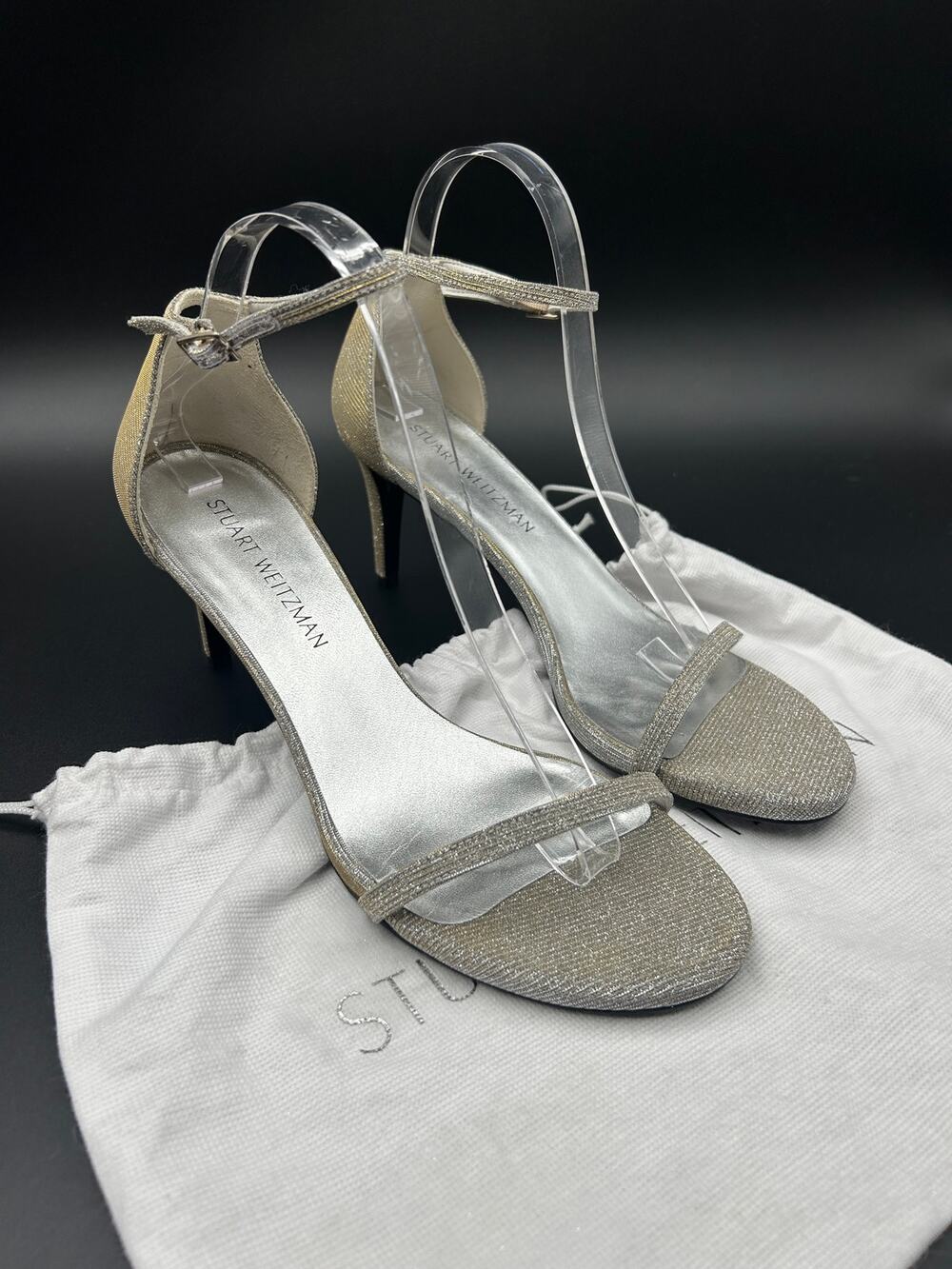Stuart Weitzman silver strappy heels 41 made in Spain
